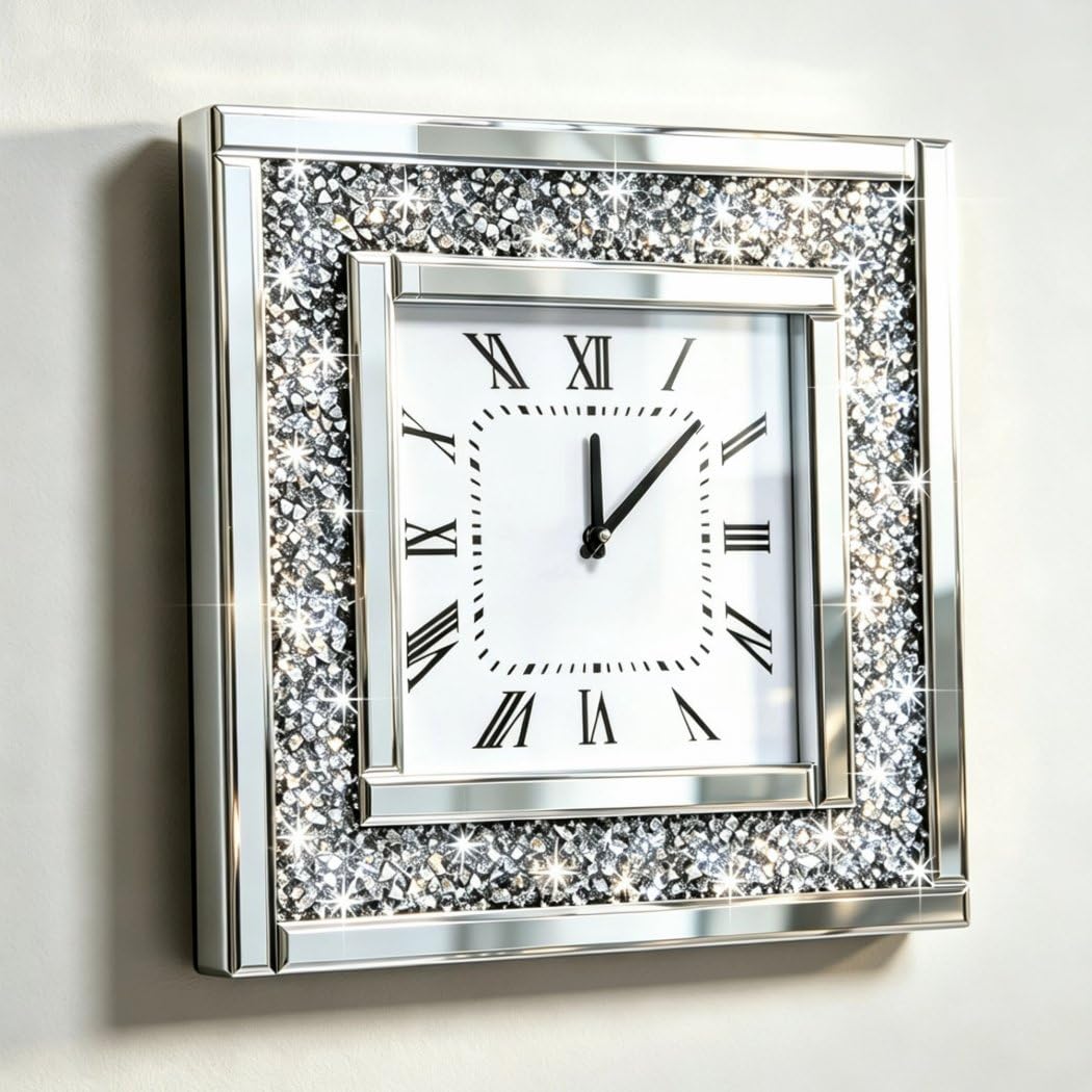 Amazon.com: DMDFIRST Silver Square Mirror Clock 20x20inches