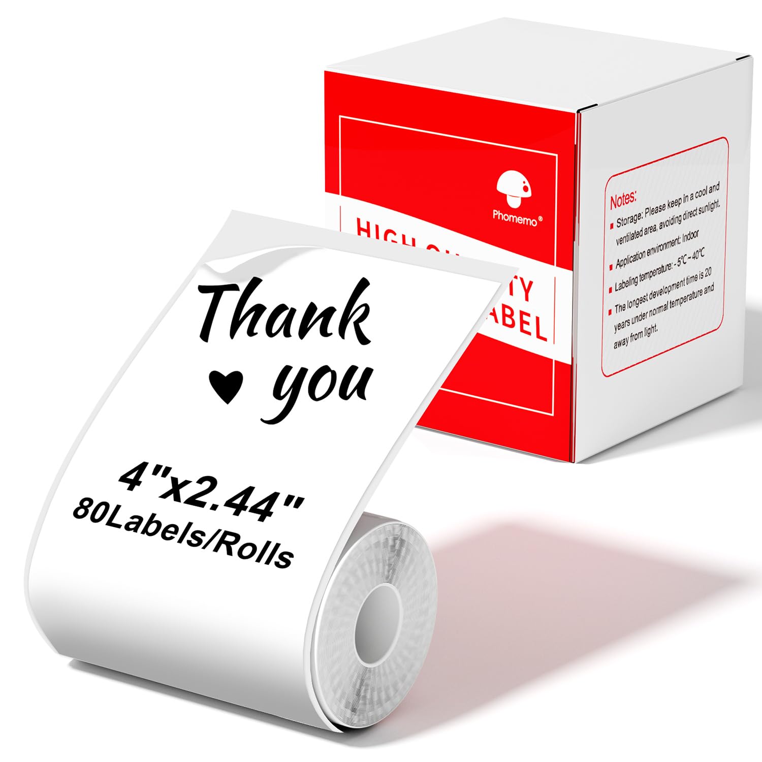 Phomemo Thermal Labels, Phomemo Big Sticker Label 2.44" x 4"(62x100mm) Labels Compatible with M220/M221/M250/M200/M260 Label Maker, Black on White [80 Pcs]