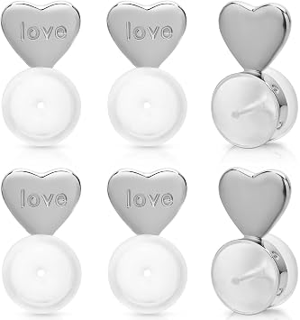 Kerryjewl 3 Pairs White Silicone Earring Backs & Findings for Droopy Ears, Heavy Earrings & Studs