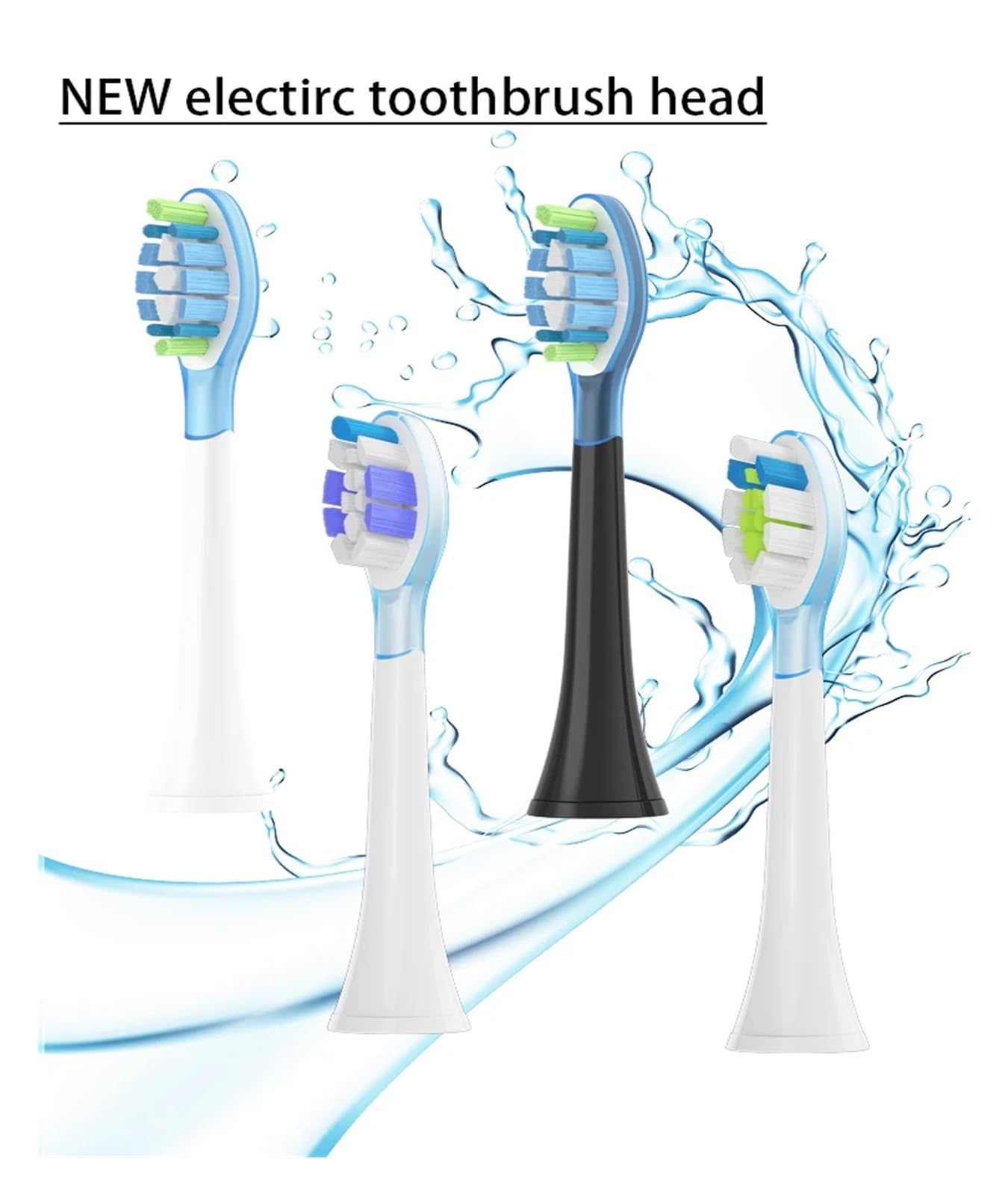 eufeifeiegds Lot de 8 têtes de brosse de rechange for brosse à dents électrique HX6064, HX6930, HX6730, aspirateur 4100, 6500, 6100, 5300 C3(C3 black)