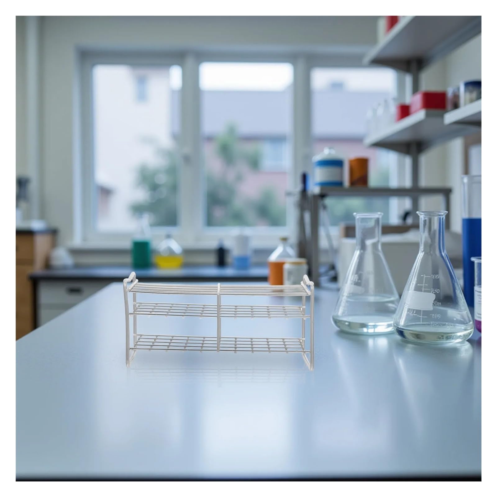 Reagenzglasgestell aus Edelstahl, 40 Löcher | Organizer und Trockengestell for Zentrifugenröhrchen und -fläschchen