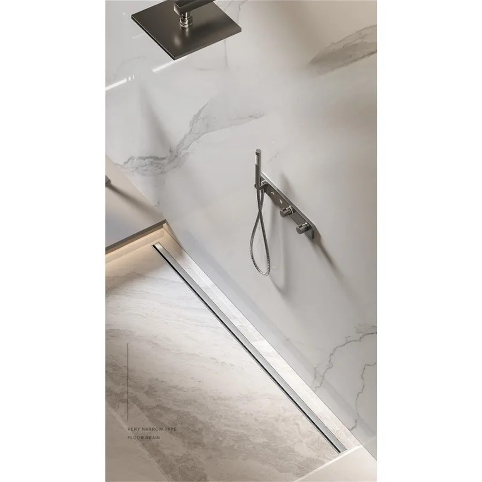 Canale Doccia Scarico for doccia lineare ultra stretto da 3,2 cm Drenaggio rapido invisibile minimalista a pavimento in acciaio inossidabile