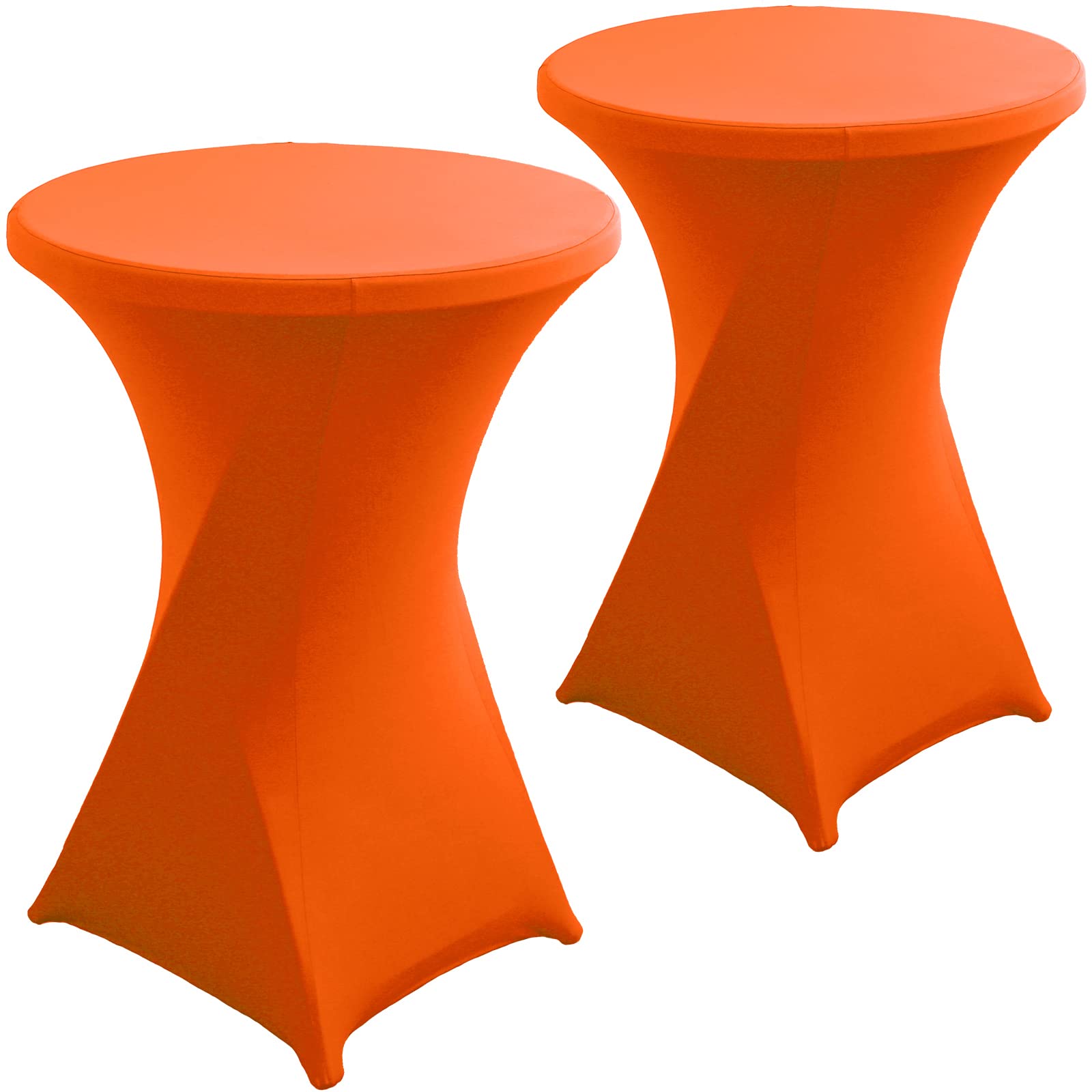 Photo 1 of 2 Pack 32x43 Inch Spandex Cocktail Table Cover, Fitted Round Cocktail Tablecloth, Stretch Highboy Table Cover Cloth for Wedding, Party, Banquet, Event - Orange Orange 2 PC 32"D x 43"H