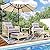 Pamapic 5 Pieces Wicker Patio Furniture Set Outdoor Patio Chairs with Ottomans Conversation Furniture with coffetable for Poorside Garden Balcony(Purple Cushion + Grey Ratten)