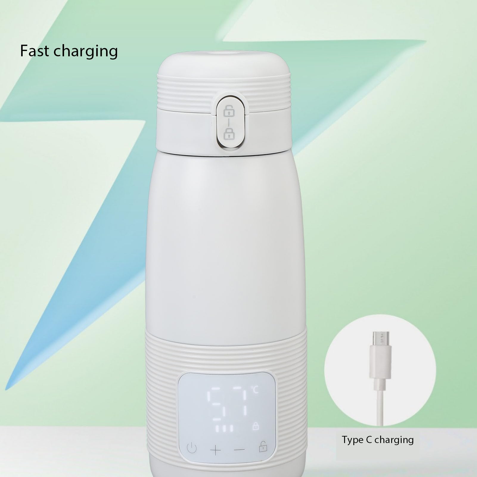 Calentador de Biberones Portátil para Viajes de bebé, Inalámbrico, de Temperatura Constante, Recargable por USB, Calentador de Agua de Viaje para Leche materna. (500 ml)
