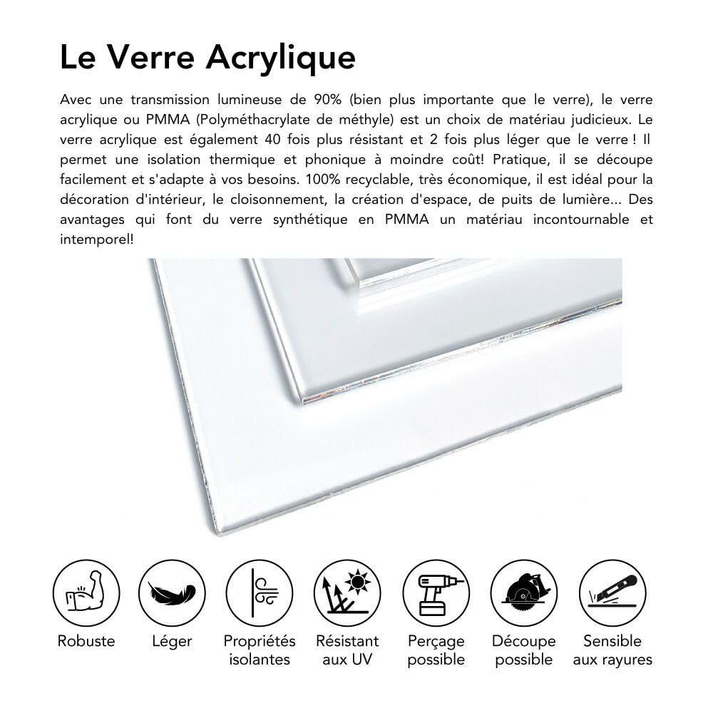 Rond Plastique Transparent 75 cm. Epaisseur 4mm.Plaque Ronde Acrylique Transparent. Disque Verre Acrylique. Cercle Verre Plastique Rigide.