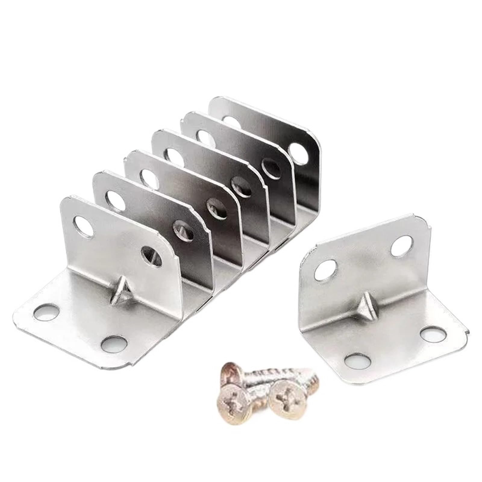 Cidegoo 10Pcs 20 Screws Corner Code 10/20Pcs Four Hole 90-Degree Angle Iron Plate Bracket,Applicable To Board Table, Cabinet, Wardrobe, Fixed Connector(10Pcs 20 Screws)