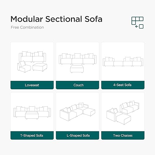 Miniatura 6 de Acanva Luxury L-Shaped Upholstery Convertible Modular Sectional Sofa, Contemporary Reversible Couch with Chaise Lounge for Living Room, Apartment,