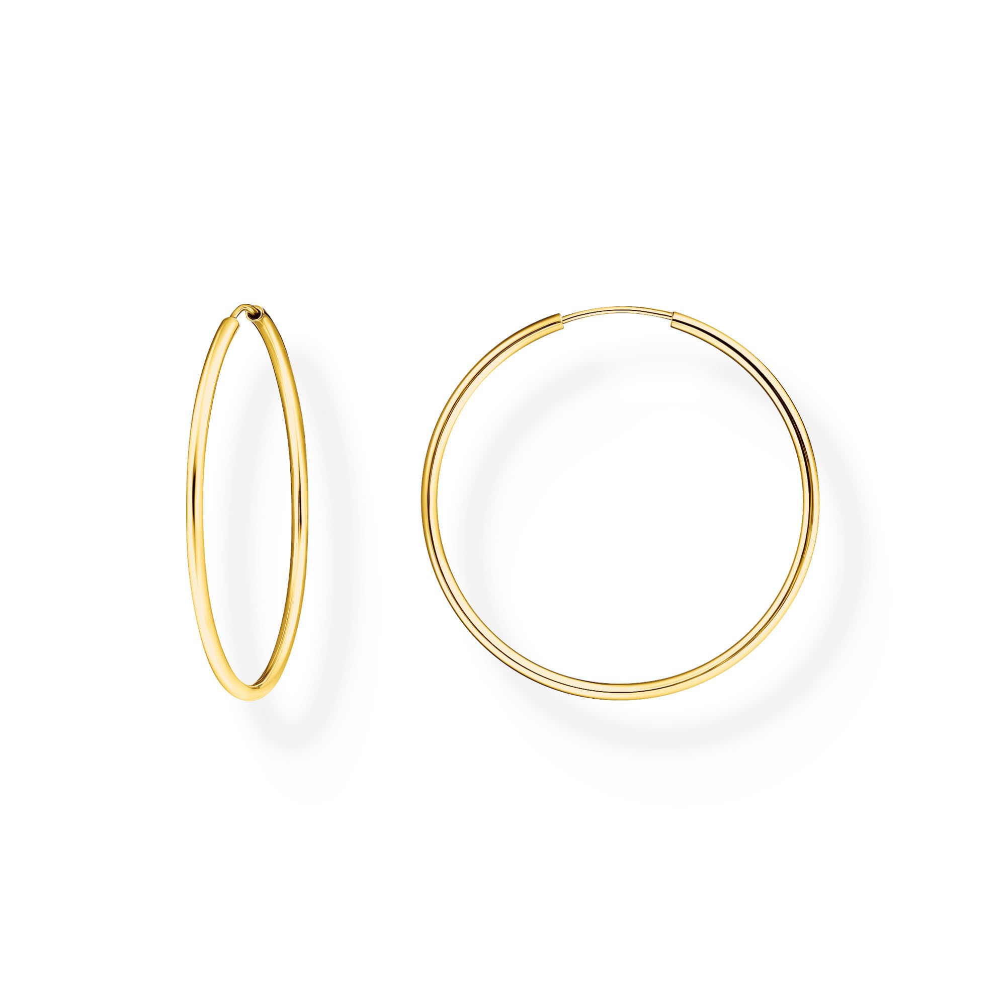 Thomas Sabo Medium Hoop Earrings Gold Plated Silver CR728-413-39, Sterling Silver, No Gemstone