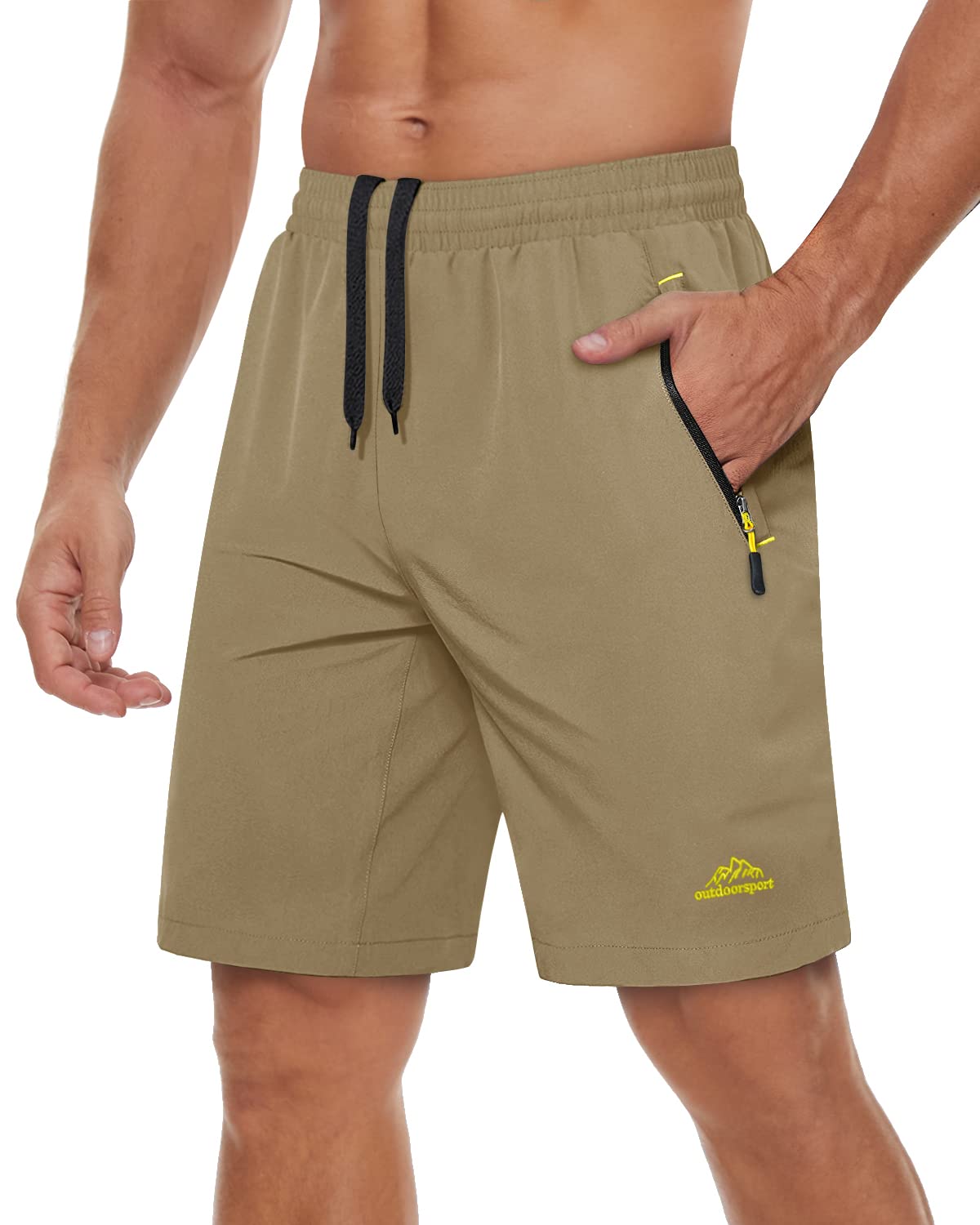 Men's Shorts Quick Dry Breathable Running Workout Jogging Shorts Gym Training Shorts with 3 Zipper Pockets