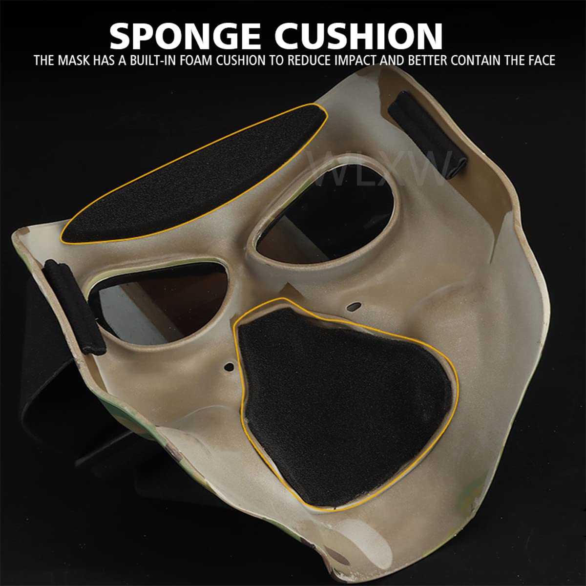 WLXW Masque Complet De Crâne Tactique, avec Visage De Cagoule De Cou De Bandana, pour Casque De Chasse De L'armée CS Wargame Masques De Cyclisme Militaires
