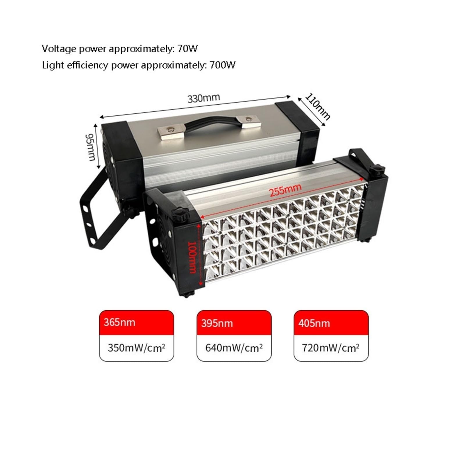 lámpara de curado UV, Lámpara De Curado Resina LED UV 405nm, Luz Ultravioleta 365nm Y 395nm, Pegamento Soldadura PCB, Barniz Inyección Tinta, Pintura Pantalla(700W,365nm)