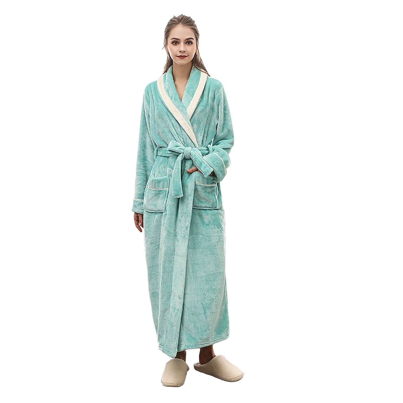 Batas De Casa - Larga Loungewear Batín Invierno Afelpado Albornoces Acogedora Algodon Batamanta Elegante Talla Grande Albornoz Calentita Polar Suave