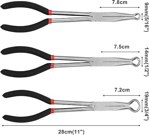 Miniatura 2 de Mayouko Juego de 3 alicates de agarre de manguera de 11 pulgadas de largo alcance, 516 pulgadas, 12 pulgada, 34 pulgadas, kit de alicates de agarre