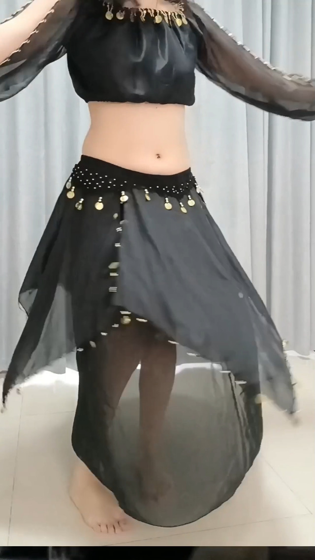 Sequin Skirt Women's Chiffon Belly Dance Skirt With Sequin Coins & Beads - Irregular Hem Design Belly Dance Outfit