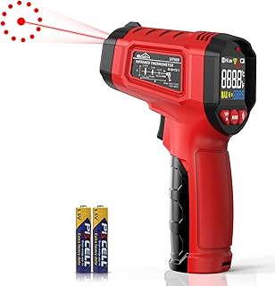 Infrared Thermometer Gun,SQECH Laser Thermometer Gun -50℃~600℃(-58℉~1112℉),Non-Contact Temperature Gun with Adjustable Emissivity&Color Backlight for Cooking, Pizza Oven,BBQ,Fridge,Engine,HVAC(Red)