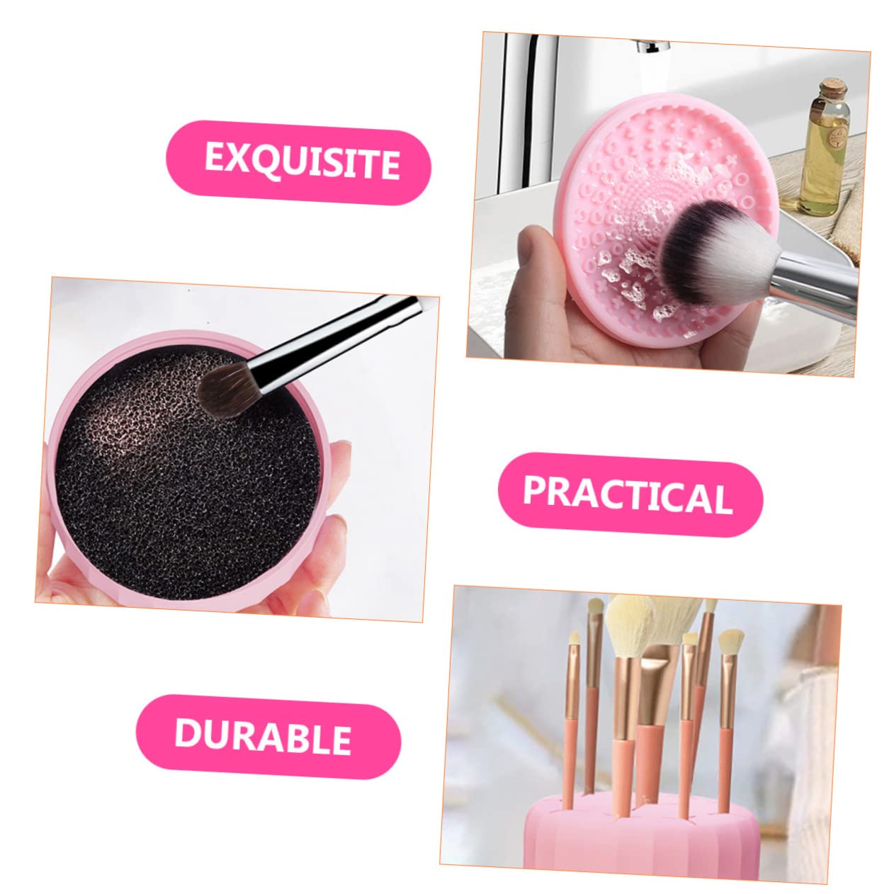 Beavorty Kit De Nettoyage De Pinceaux De Maquillage De Voyage 5 Pièces Boîte De Nettoyage De Pinceaux À Double Usage Tapis Outils De Maquillage Réutilisables