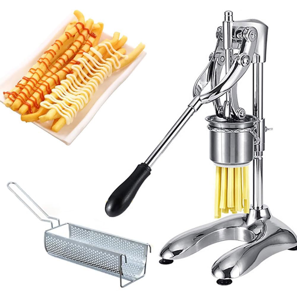 AYCDL 12 Holes French Fry Cutters Machine,Fried Potato Strips Squeezers,30cm Manual French Fries Maker,French Fry Cutters,Potato Strips Machine
