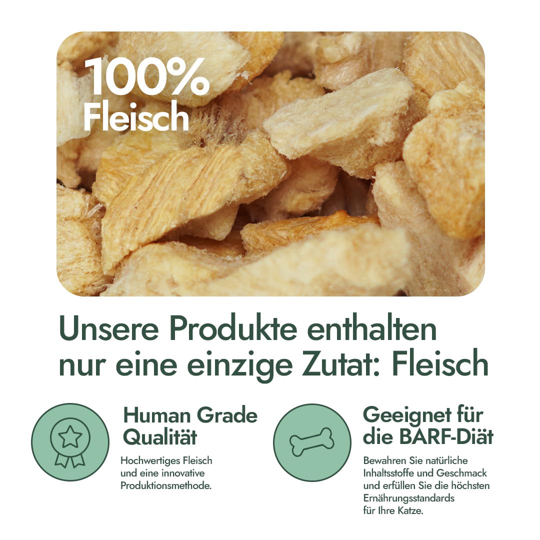AYLA Premium Gefriergetrocknetes | 5X Bundle Proteinreiches Katzenleckerlis | Vital-Booster für Fell & Muskulatur | Für Kitten & Erwachsene Katzen (140g, Hühnerbrust-Filet)