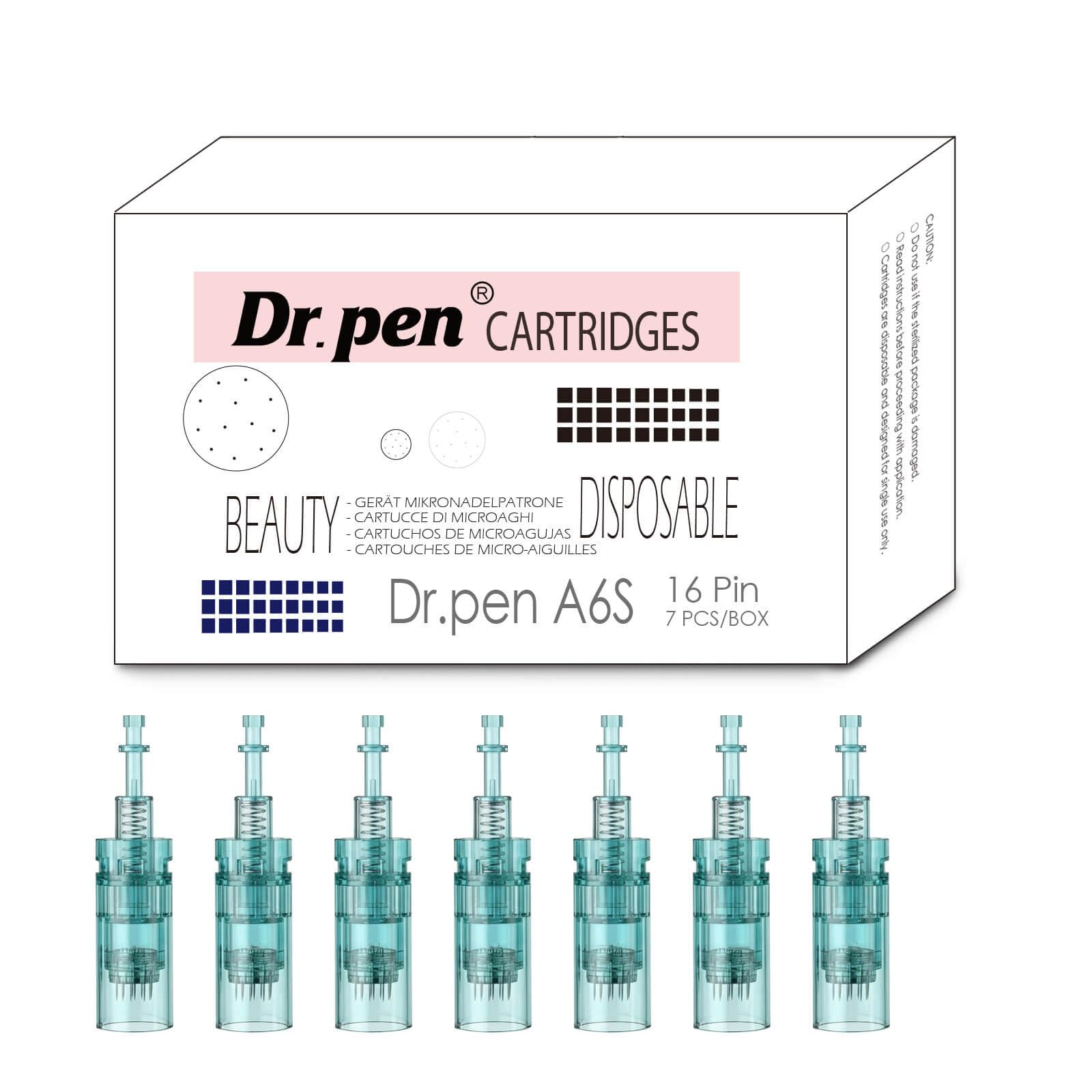 7pcs Dr. Pen A6S Replacement Cartridges 16-Pin – Weekly Trial Pack, Sterile Single-Use Beauty Tips with Controlled Surface Contact for Cosmetic Care, Face & Body Use, Compatible Dr. Pen A6S