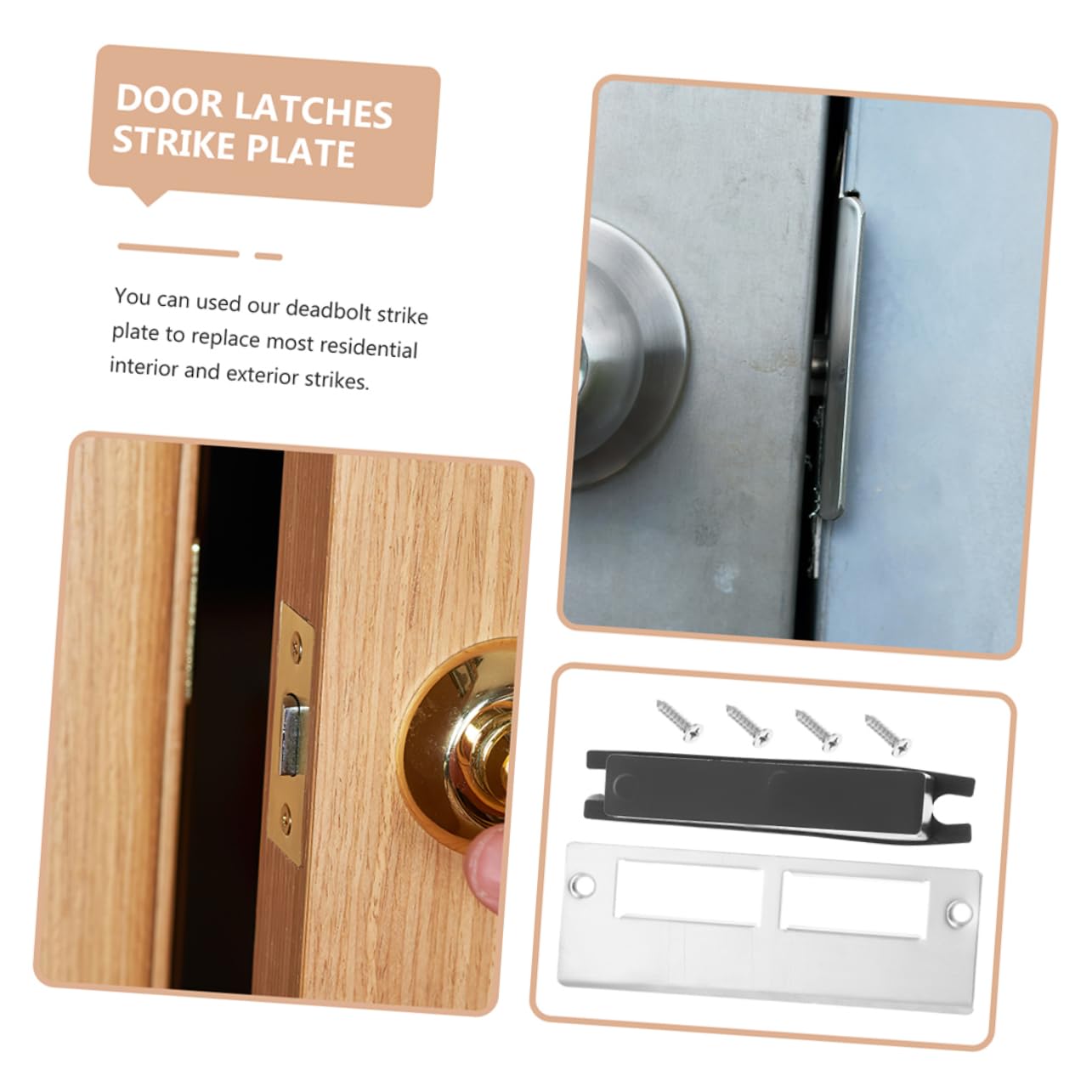 Tofficu 5 ensembles Accessoires De Verrouillage À Billes Plaques De Porte Couvercle De Trou De Porte Plaque De Loquet De Porte Plaque De Gâche De Porte Plaque De Renfort De 3 pièces * 5