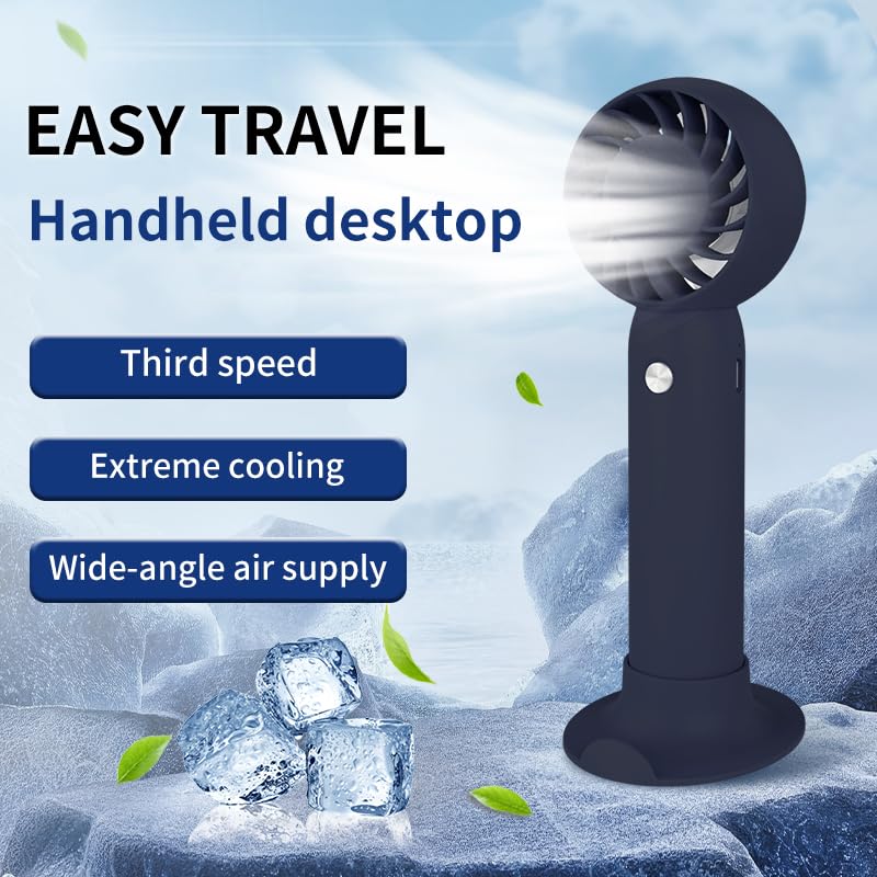 Image of Electric Handheld Fan portable with USB rechargeable Battery (BLUE2)