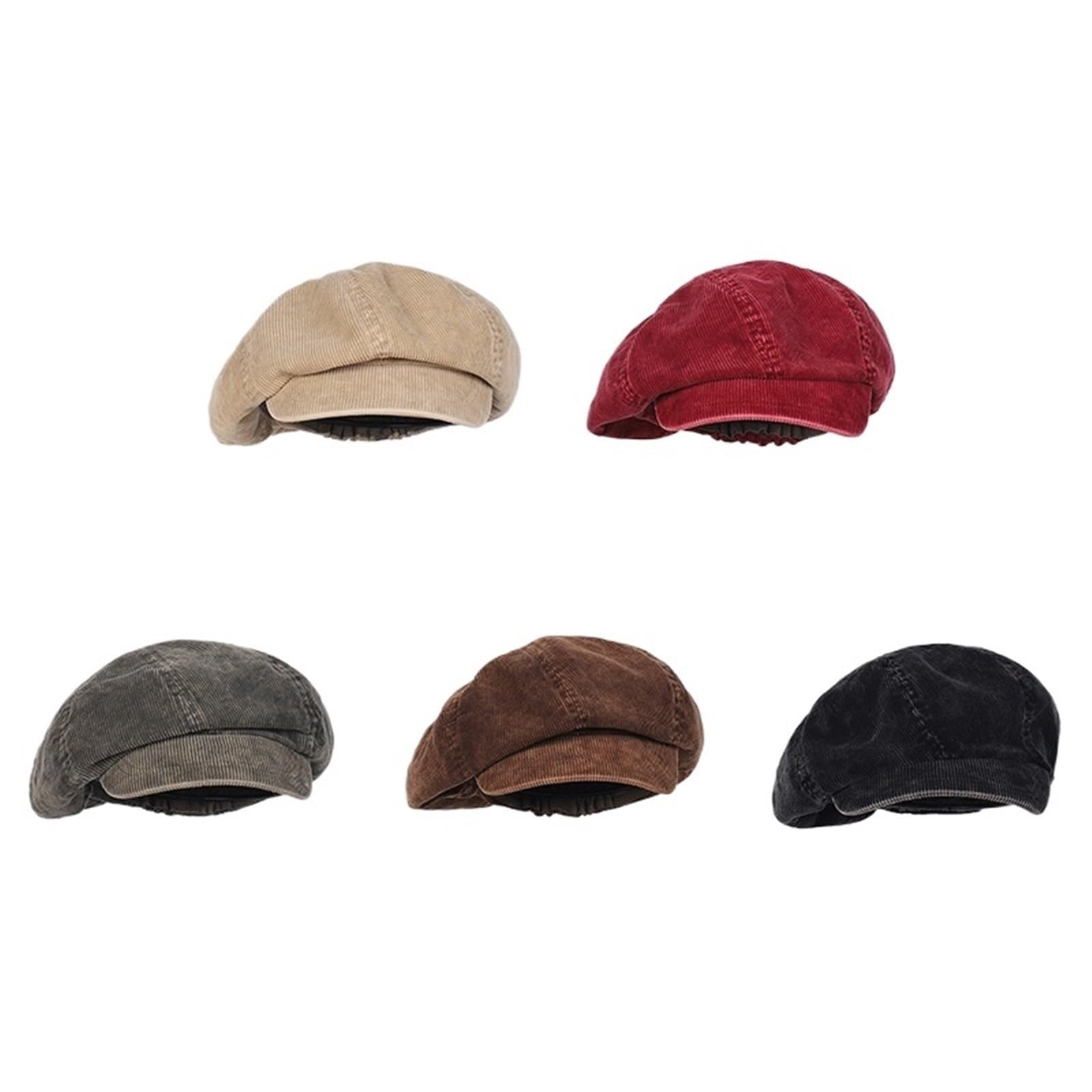 Casquette Gavroche en Velours Côtelé for Hommes/Femmes Vintage Unisexe Paperboy Peintre Béret Casquette Slouchy Béret Casquette Gavroche Chapeau(Retro Red)