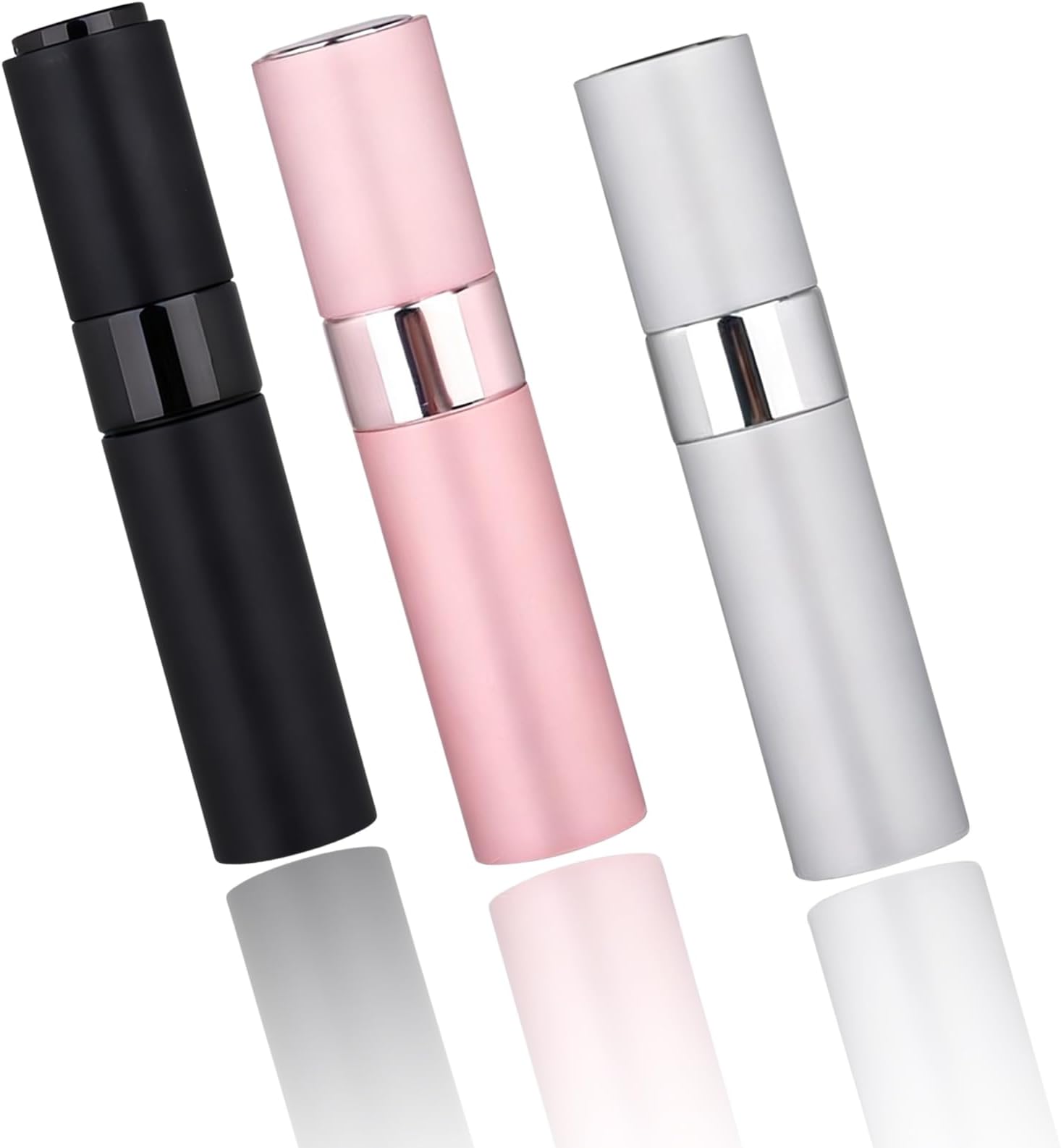 Niman® 8 ML Travel Perfume Atomizer Set – 3-Pcs Empty Spray Bottles for Essential Oils & Fragrance (Black, Silver, Pink)