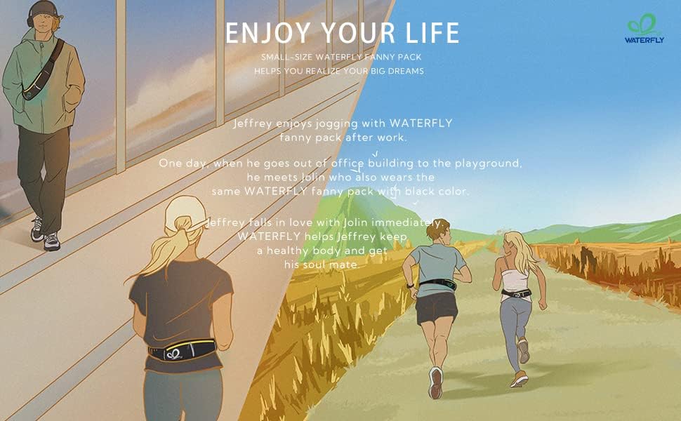 WATERFLY Fanny Pack for Women Men Water Resistant Small Waist Pouch Slim Belt Bag with 4 Pockets Lightweight Crossbody Chest Bag Fit All Phones, 11.02 x 2.1 x 4.3 inch,11.02 x 2.1 x 4.3 inch - Image 9