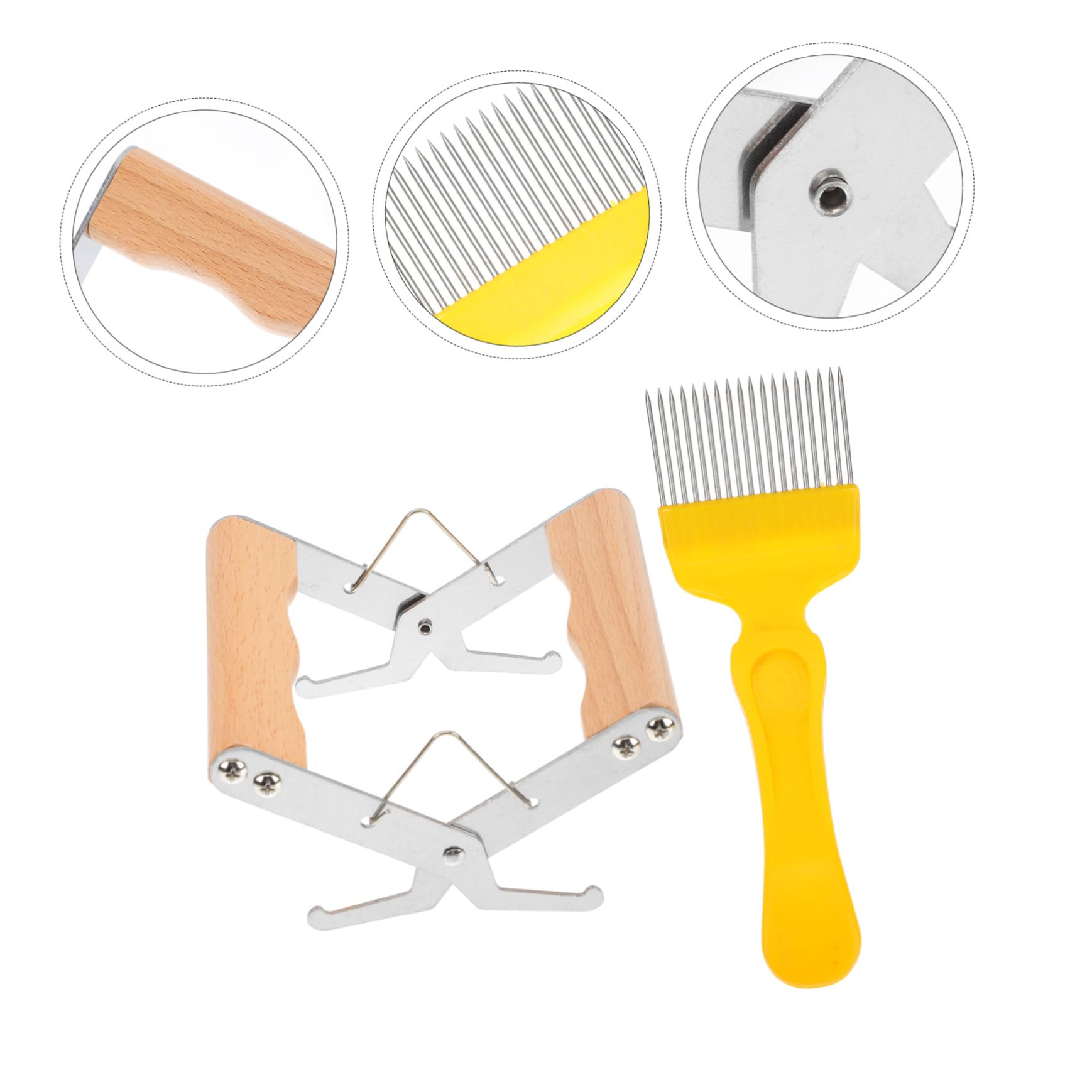 Kisangel 2 Set Strumenti per Apicoltura Inossidabile con Clip per Telaio e Disopercolatrice Utensili Pratici per Apicoltori Domestici