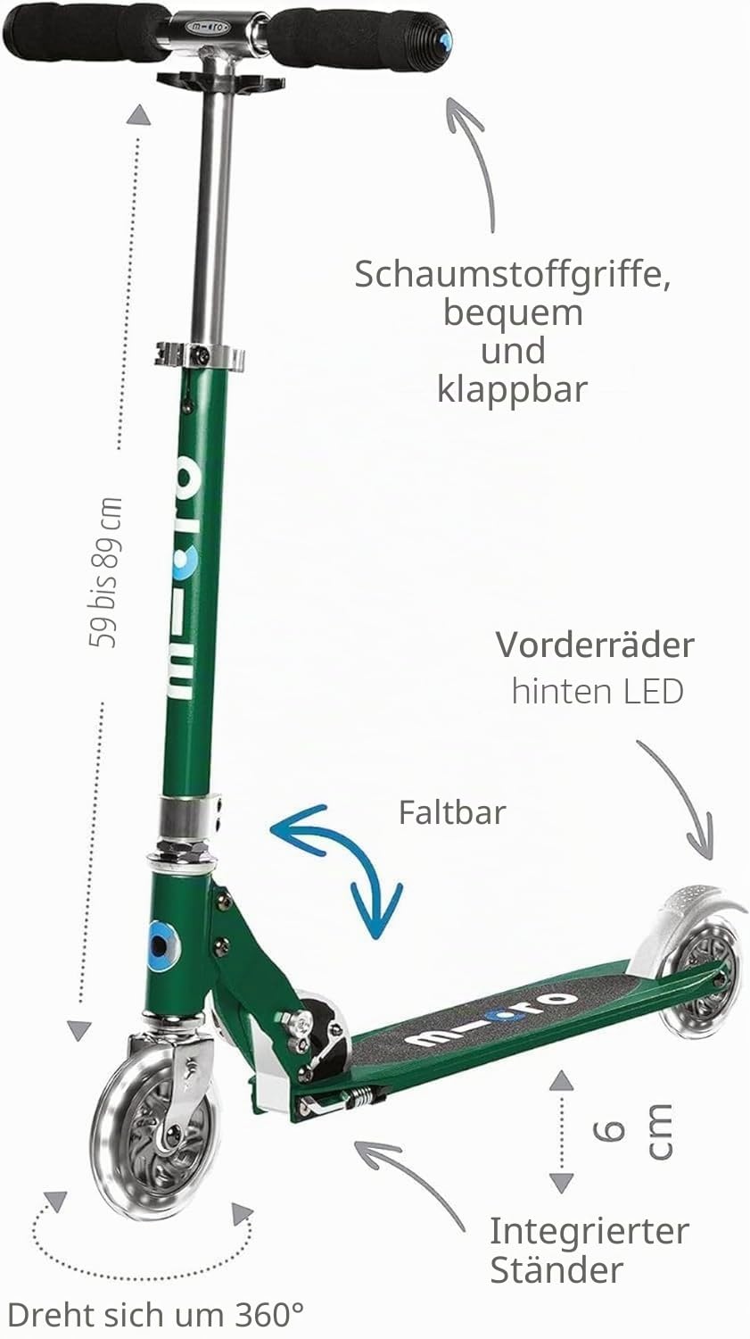 Micro Mobility SA0179 Sprite Tretroller, Petrol, 64 x 11 x 22 cm