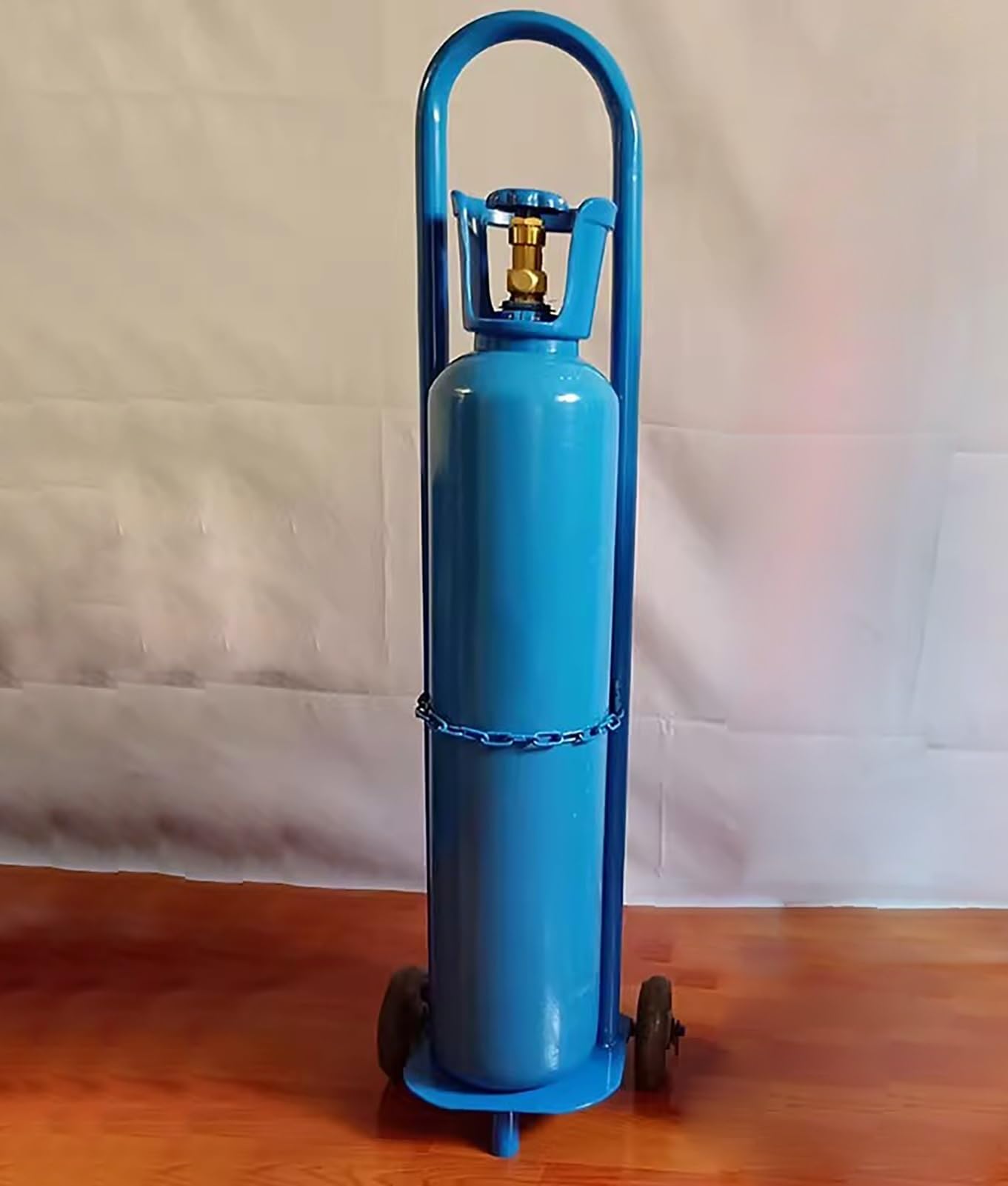 GLJTUO Portable Oxygen Tank Holder with Wheels, Compact Gas Cylinder Cart for 15L Medical/Household Single Tank, Lightweight Oxygen Carrier Rack,2-Blue