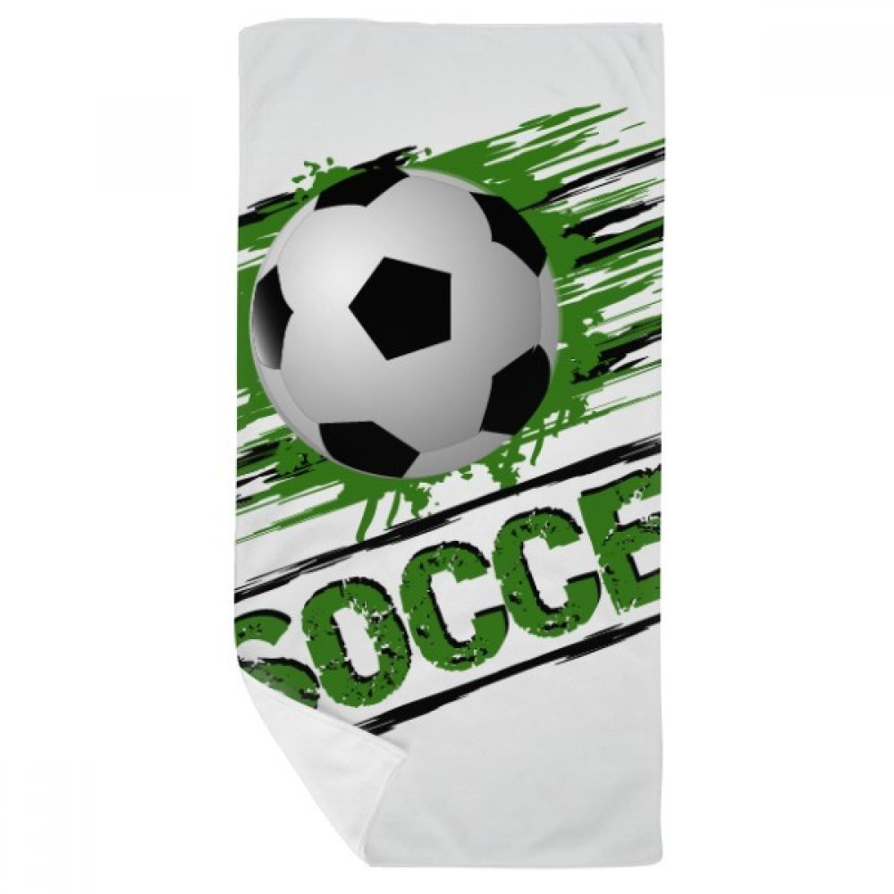 Gant de toilette long football vert 35x70 cm pour essuyer le visage après le sport