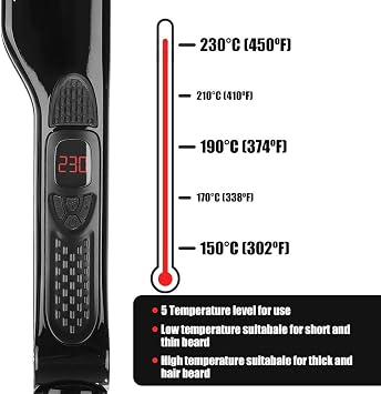 Professional Steam Vapor Hair Care Straightener, Titanium Wide Plate Tourmaline Ceramic Spray Steam Straightener, LCD Display, Fast Heating, 5 Level Temperature Adjustment, Automatic Temperature