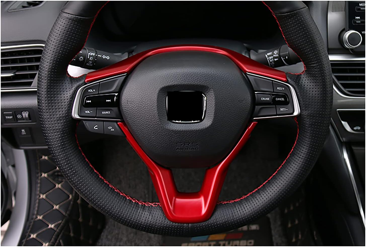Car Accessories Fit For Honda Accord 10th Gen 2018-2022Interior Button Upper & Lower Frame Decoration Cover Trim（ Red) ABS 2 PCS
