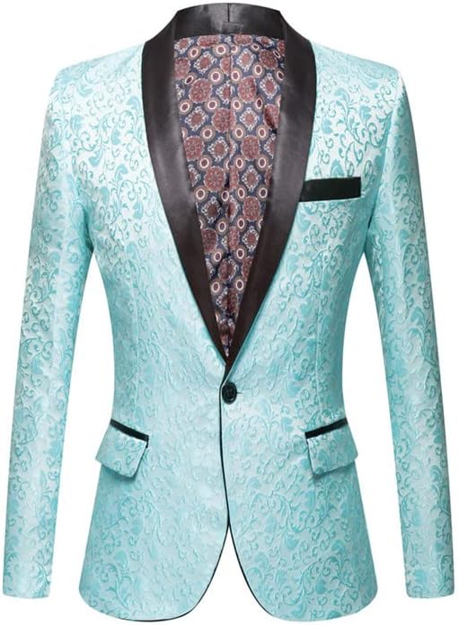 Men's Floral Tuxedo Paisley Blazers Slim-Fit Jackets Shawl Lapel Suit Wedding Prom Dinner Party