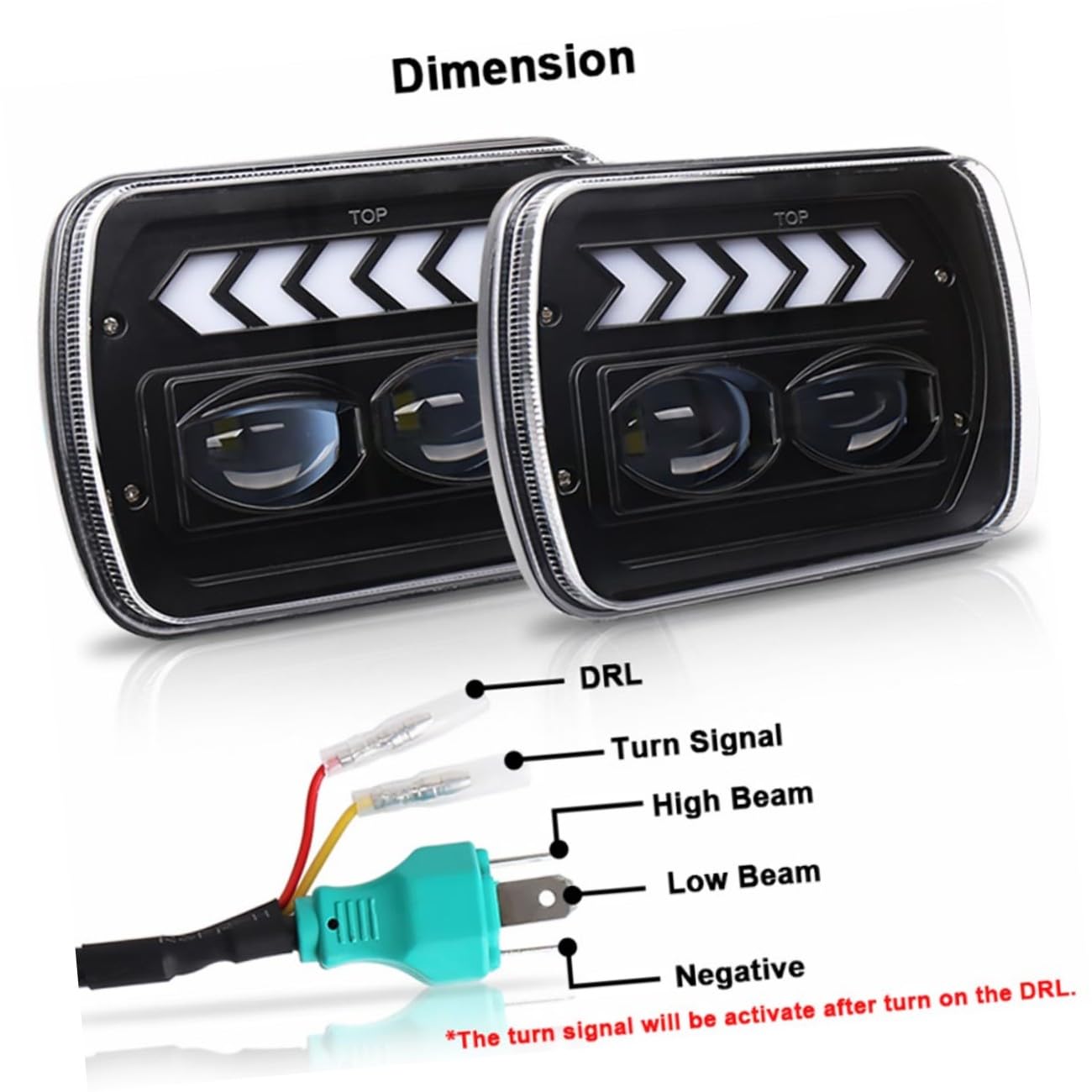 Faro Anteriore LED Quadrato 5x7 Pollici per Suv 2 Pezzi Indicatore di Direzione, ad Alta Luminosità, Compatibile con Veicoli Fuoristrada per Guida Notturna e Fuoristrada