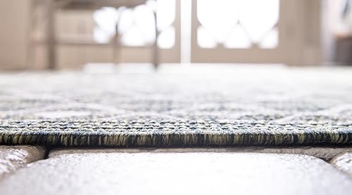 Vista 524 de Unique Loom Alfombra Colección enrejado Marroquí Celosía Transicional Interior y Exterior, Polipropileno Gris carbón/natural