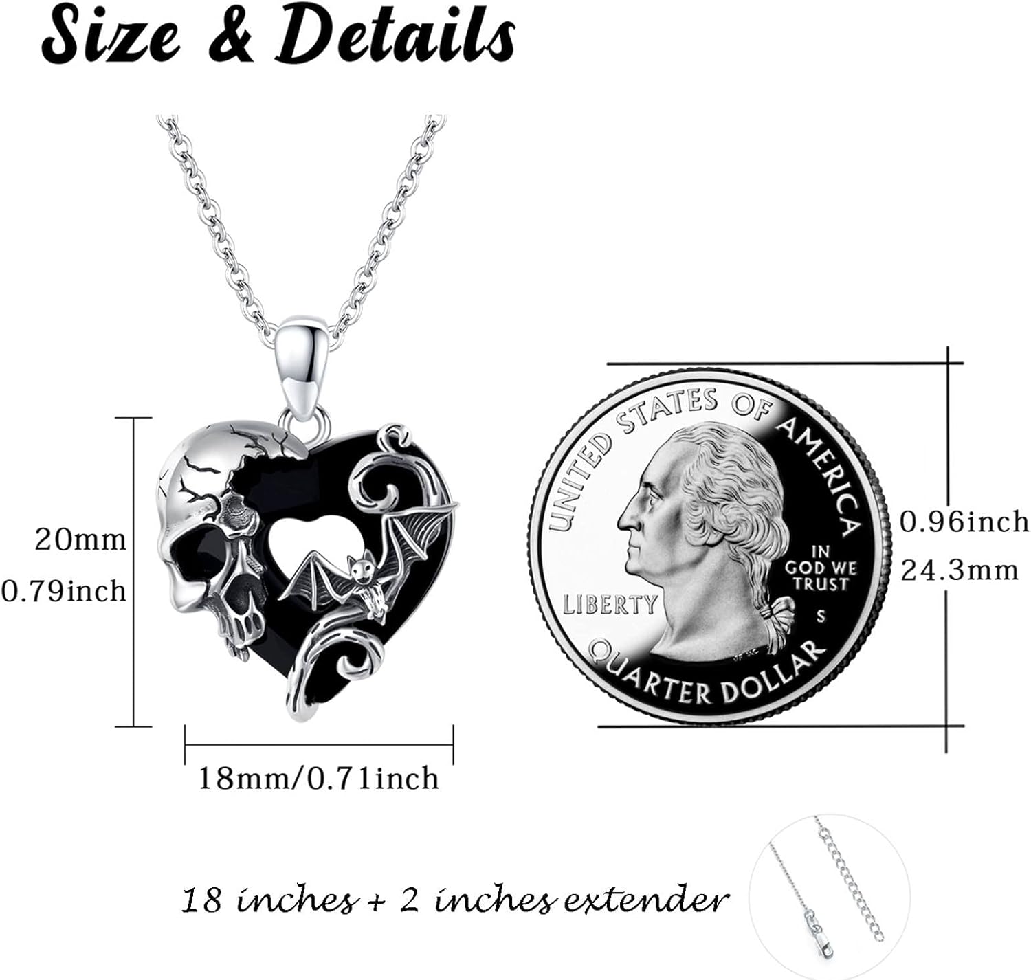 S925 Sterling Silver Skull Pendant Necklace Heart Crystal Birthstone Skull Necklace Gothic Jewlery Gifts - Image 5