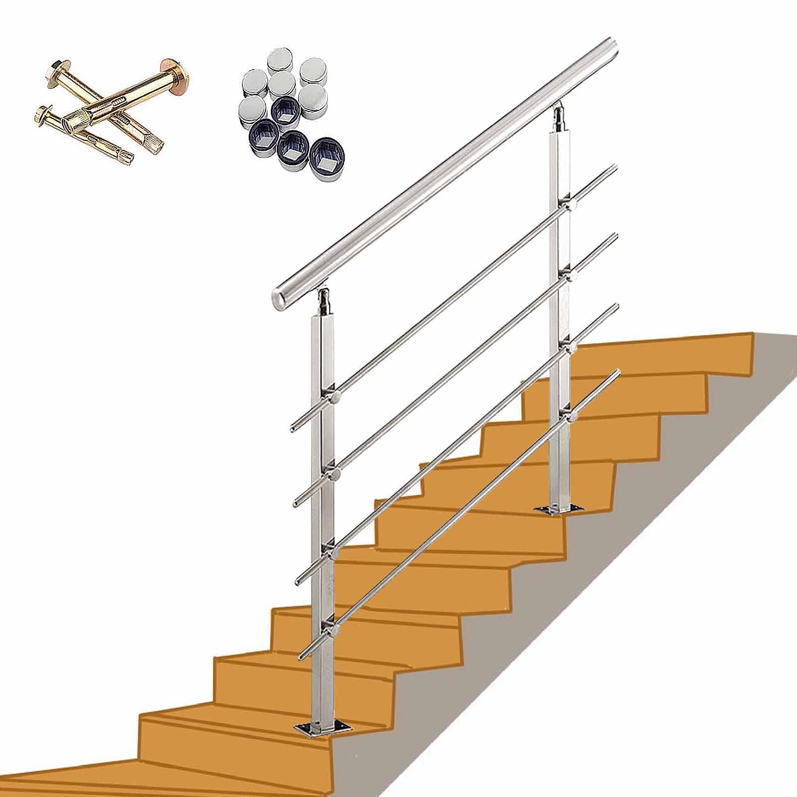 Rail de sécurité d'escalier en acier 304 au design épuré pour intérieur