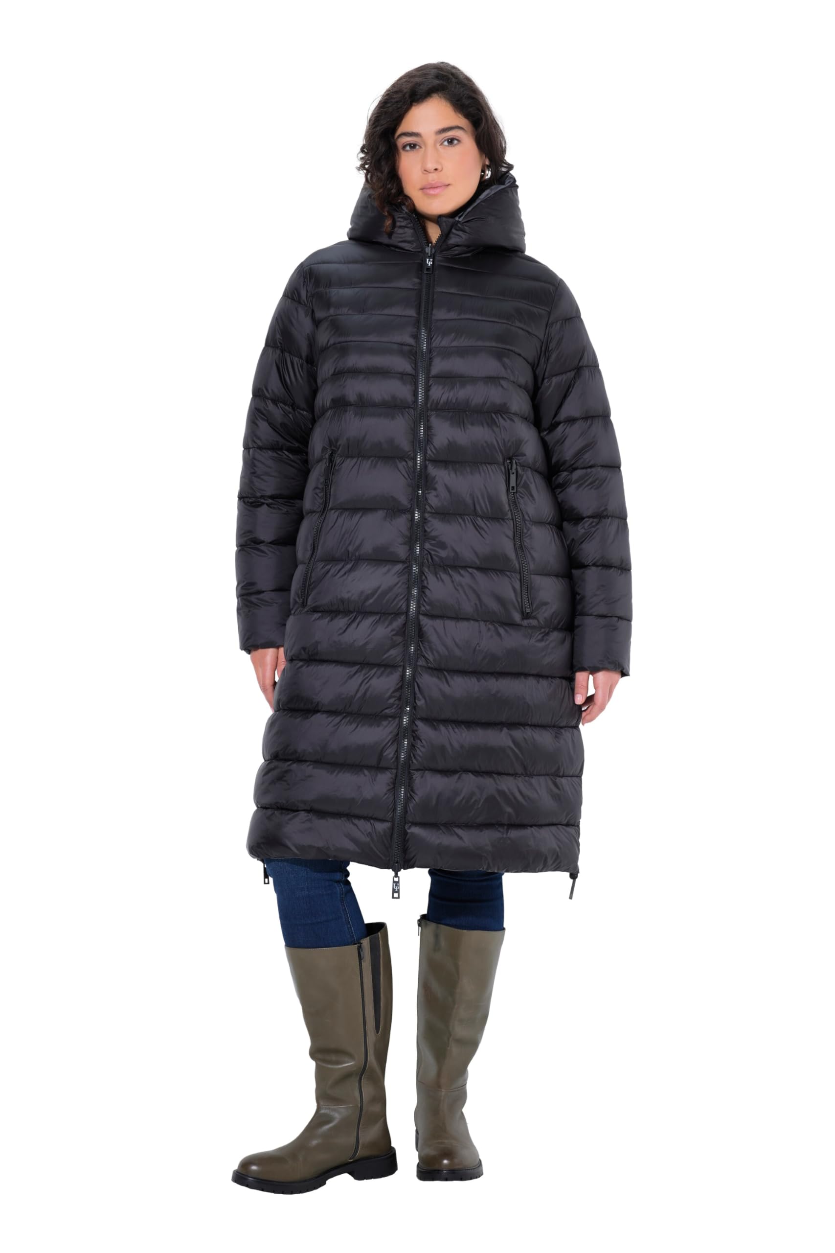 Ulla Popken Damen große Größen Übergrößen Plus Size HYPRAR Wende-Steppmantel, A-Linie, wasserabweisend 833359