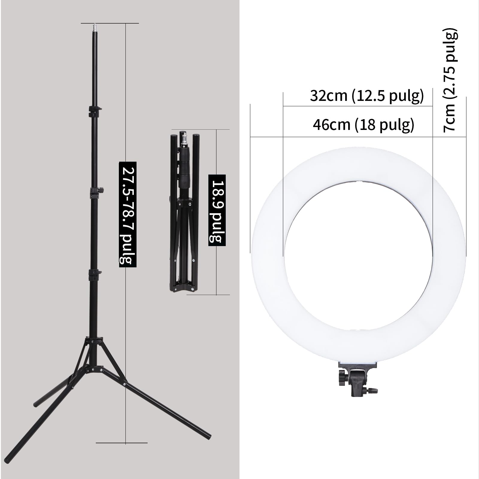 18" 60W LED Ringleuchte Set Tattoo Ceja Fülllicht Dimmbares Kamera Fotografía Studiolicht VideoLicht mit Makeup Retrat YouTube Video Shooting (18 Zoll Set mit weichen Röhre)