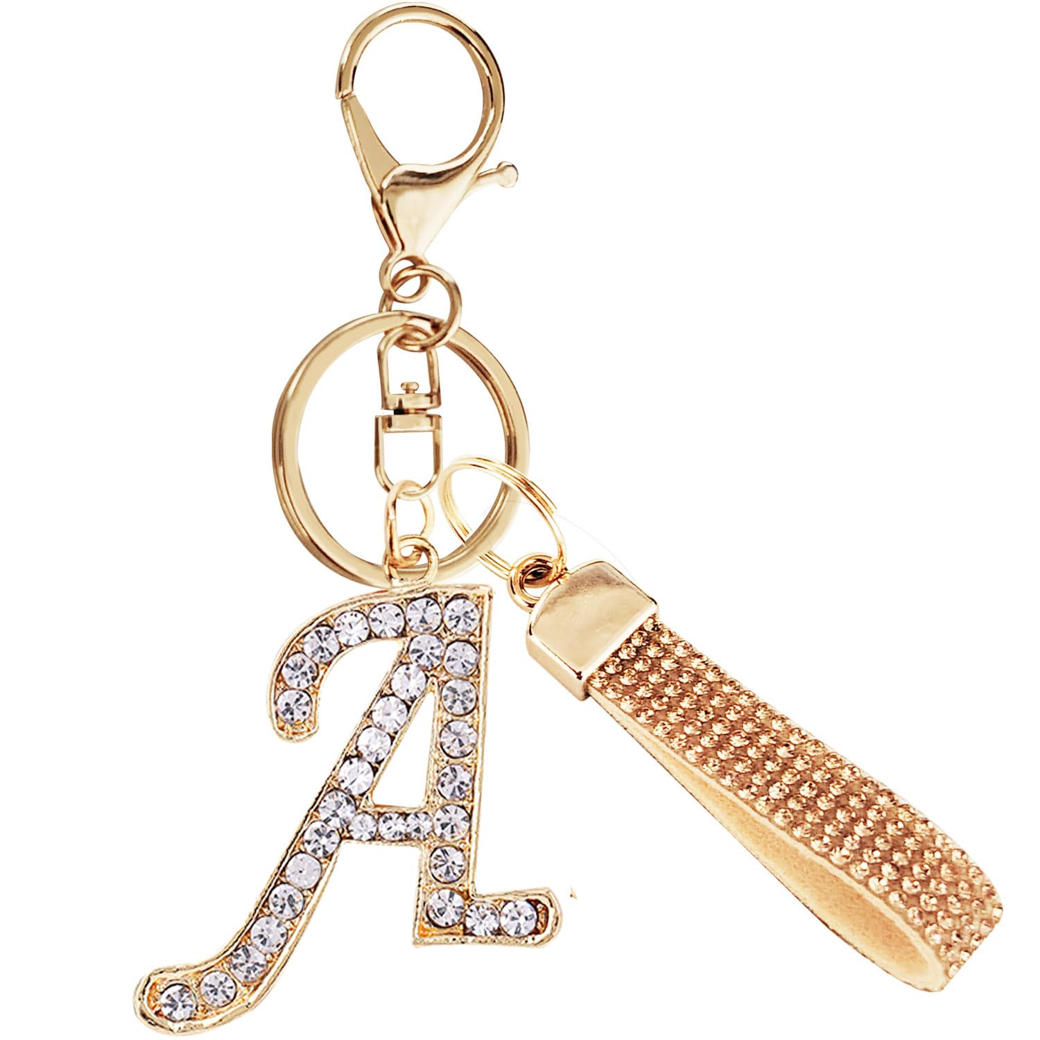 Initial Letter Keychain for Women Girls Bling Letter Pendant Charm Backpack Car Key Accessories with Lanyard
