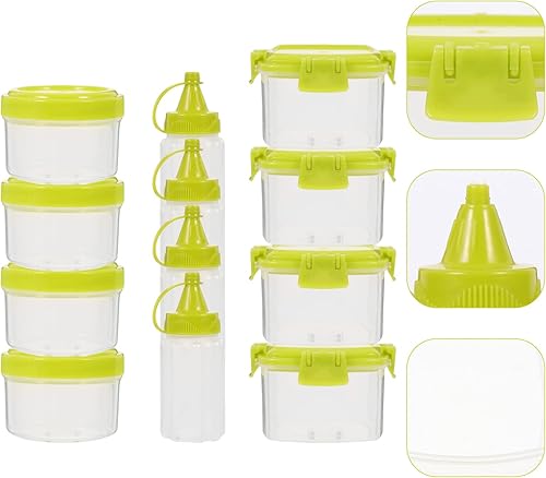 Miniatura 9 de Luxshiny Juego de 12 cajas de salsa, contenedores reutilizables para condimentos, botella de exprimir reutilizable, mini botellas de salsa para