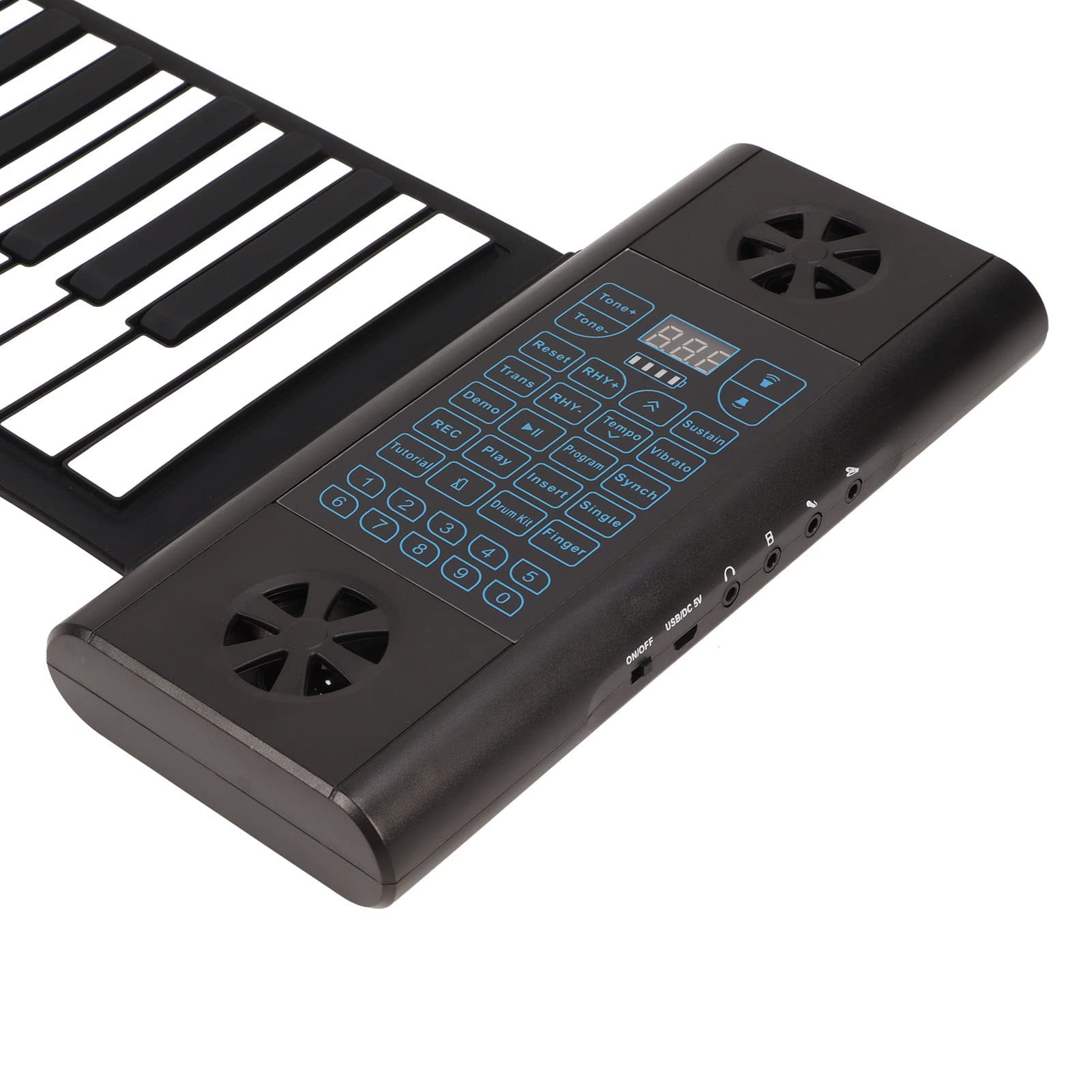 Teclado de Piano Enrollable de 88 Teclas, 28 Tonos, 128 Ritmos, 14 Canciones de Demostración, Función Bluetooth MIDI, Pantalla de Tubo Digital LED, Piano Eléctrico Portátil Plegable para(Negro)