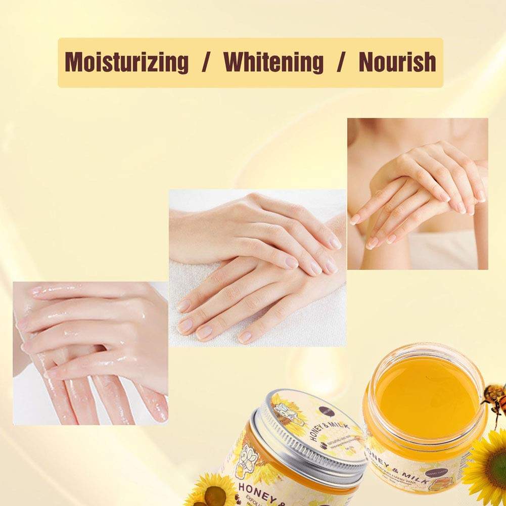Leche, miel, cera para manos, cuidado de manos, mascarilla nutritiva para manos, hidratante y exfoliante, la cera para manos blanqueadora es adecuada para mejorar la piel de las manos