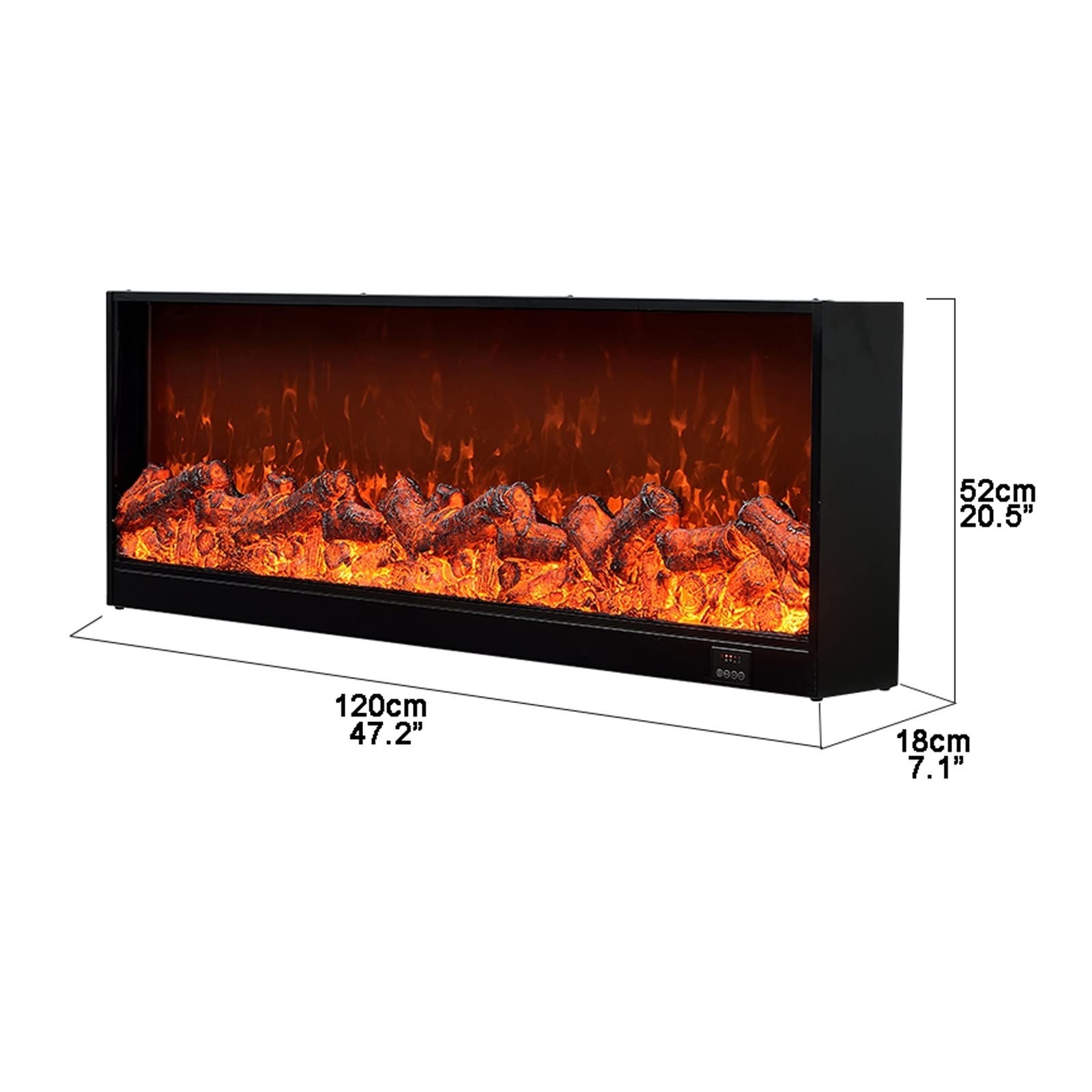 Kominek elektroniczny Kominek elektryczny LED Fałszywy płomień 47" Kominek wpuszczany Cienki wkład, montowany na ścianie i w ścianie Łatwa instalacja za pomocą pilota Para wodna.A