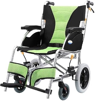 Manual Wheelchair, Foldable Portable Lightweight Aluminum Alloy Wheelchair Folding Trolley, 4 Wheel Mobility Chair for Elderly and Disabled People, Portable