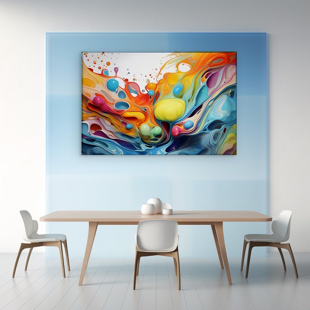 Canvas for Living room. Energizing Spectrum: A Dance of Digital Hues and Fluid Motion, 27 x 18 inch Canvas Wall Art - Modernist Expressions - Modern Home Decor