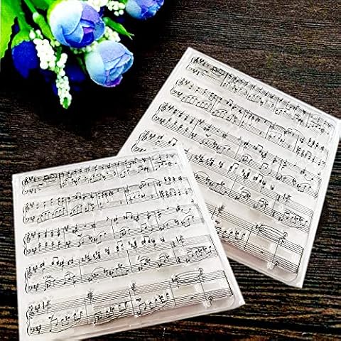 2 Pieces Silicone Clear Stamp Sheet Music Stamps DIY Scrapbooking Christmas Stickers for Card Making Cover